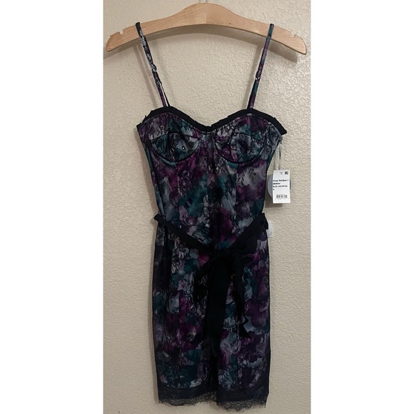 Pearl by Georgina Chapman Dresses & Skirts - PEARL MARCHESA Dress Floral Black Lace Overlay Corset Mini Slip 0
